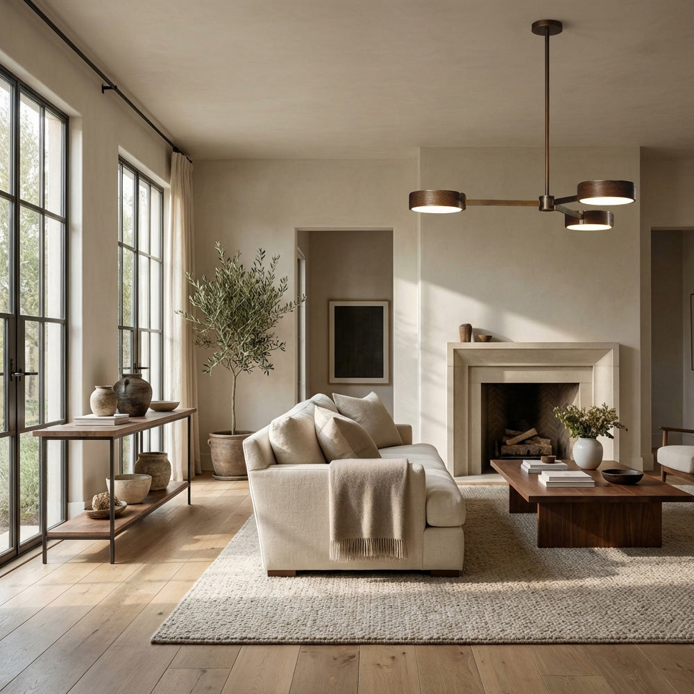 Monterra Wood Grain Metal Disc Pendant