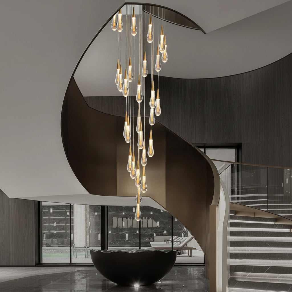Allure Multi-LED Glass Staircase Chandelier