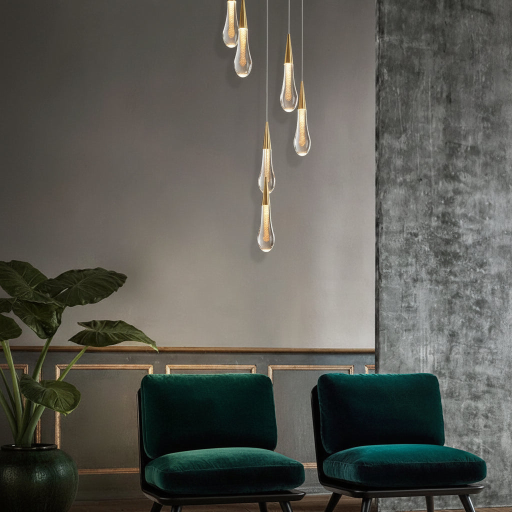 Allure Multi-LED Glass Staircase Chandelier