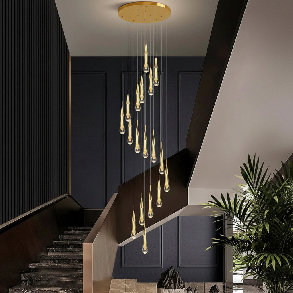 Allure Multi-LED Glass Staircase Chandelier