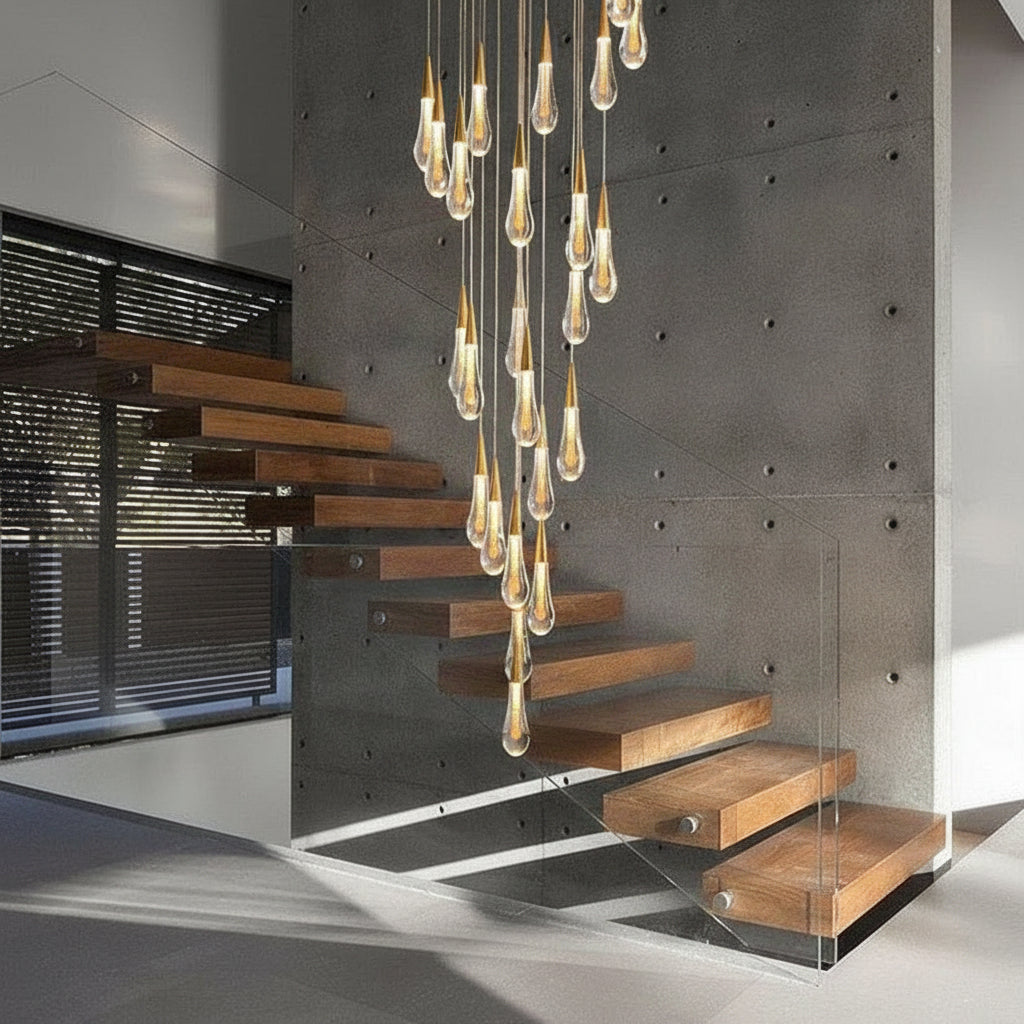 Allure Multi-LED Glass Staircase Chandelier
