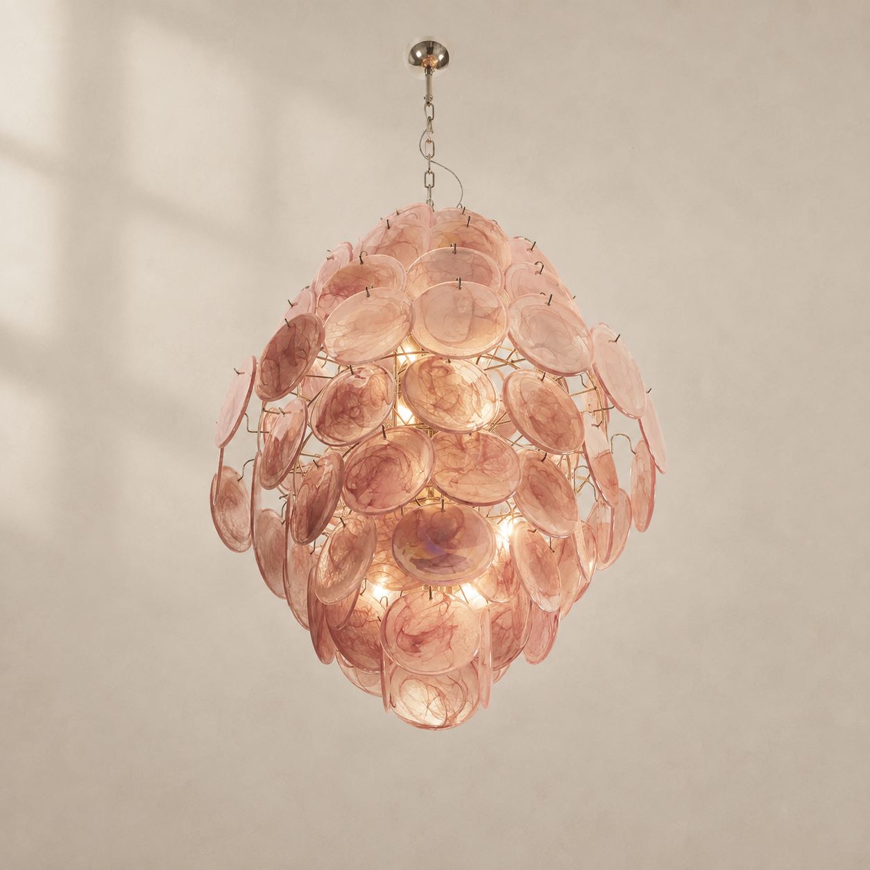 Murenza Chandelier 87 Disks Pink Alabaster