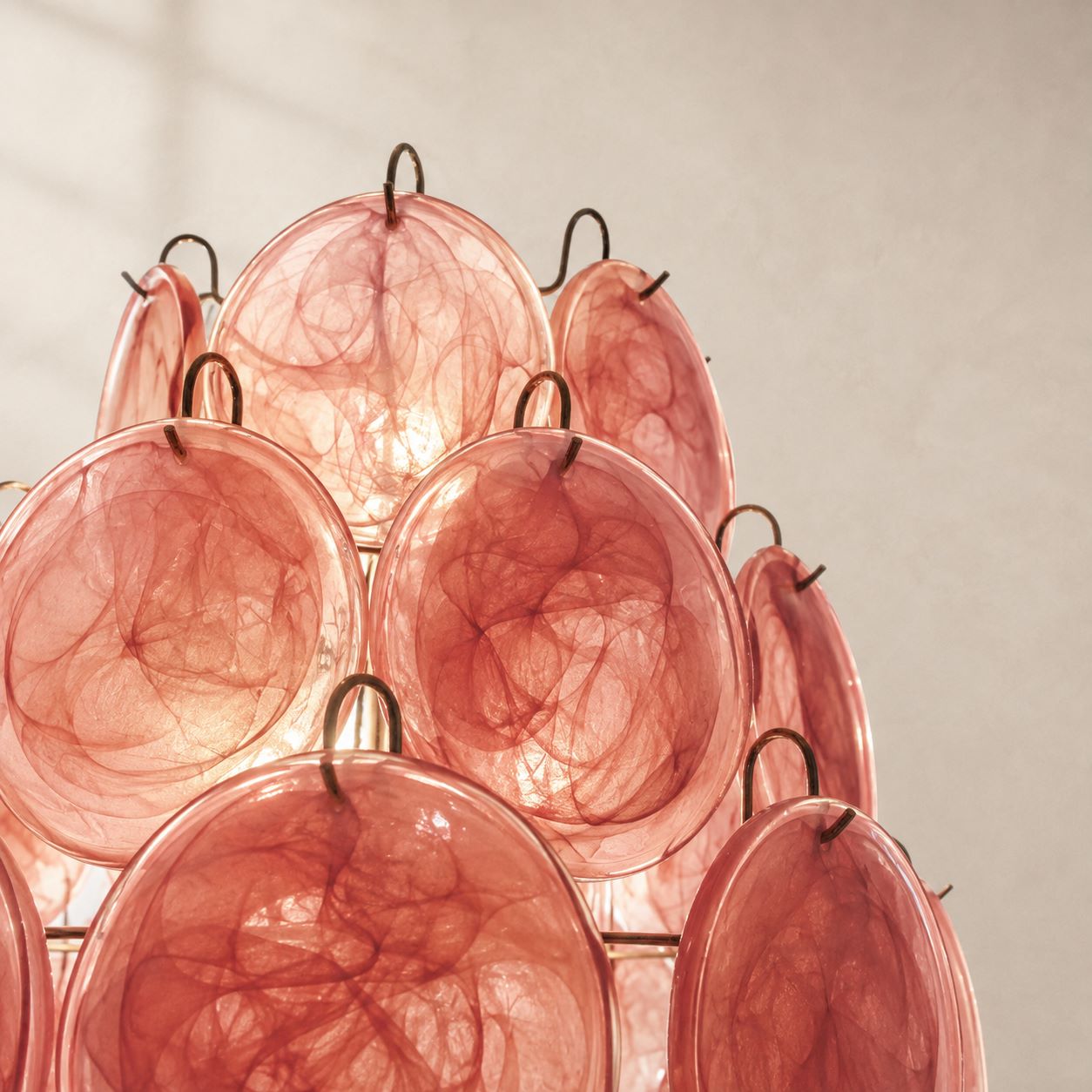 Murenza Chandelier 87 Disks Pink Alabaster