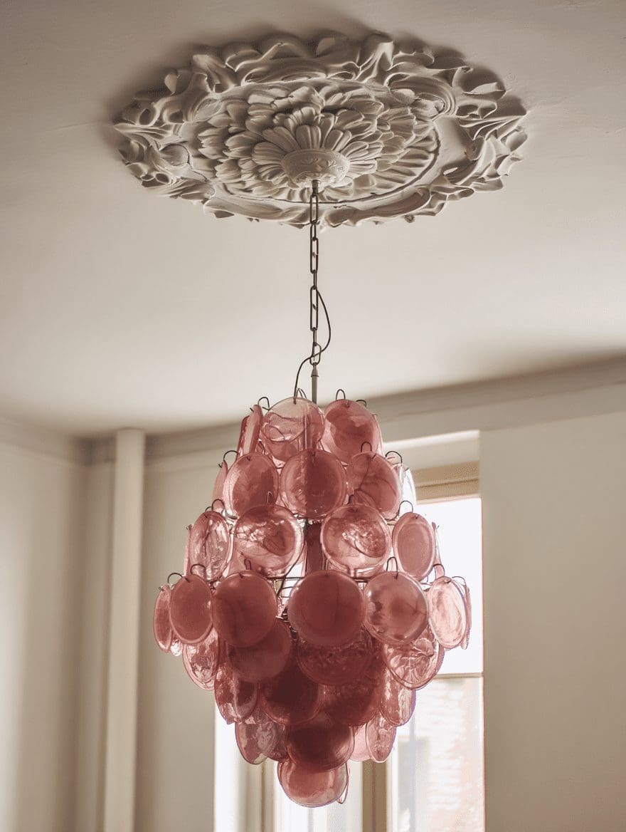 Murenza Chandelier 87 Disks Pink Alabaster