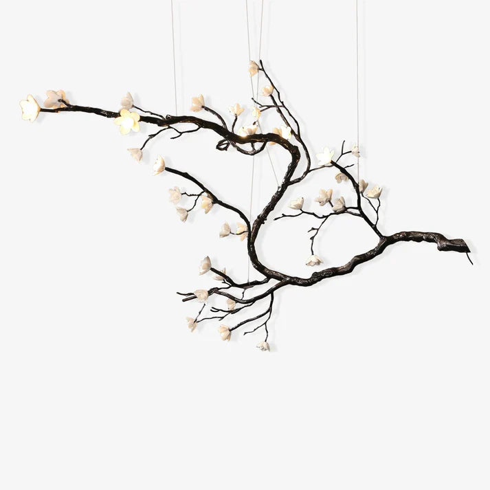Noir Magnolia Branch & Porcelain Bloom Chandelier