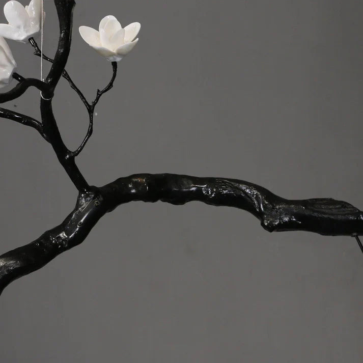 Noir Magnolia Branch & Porcelain Bloom Chandelier