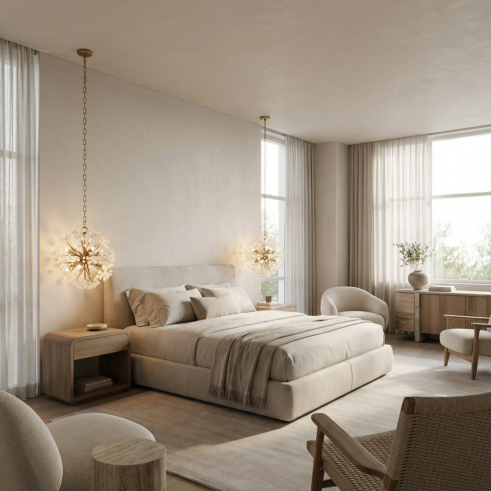 Quartz Crystal Spherical Eight-Light Chandelier