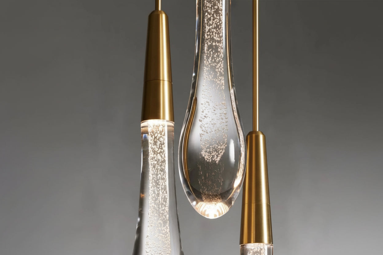 Raindrop Glass Solitaire Linear Chandelier -kimoylights