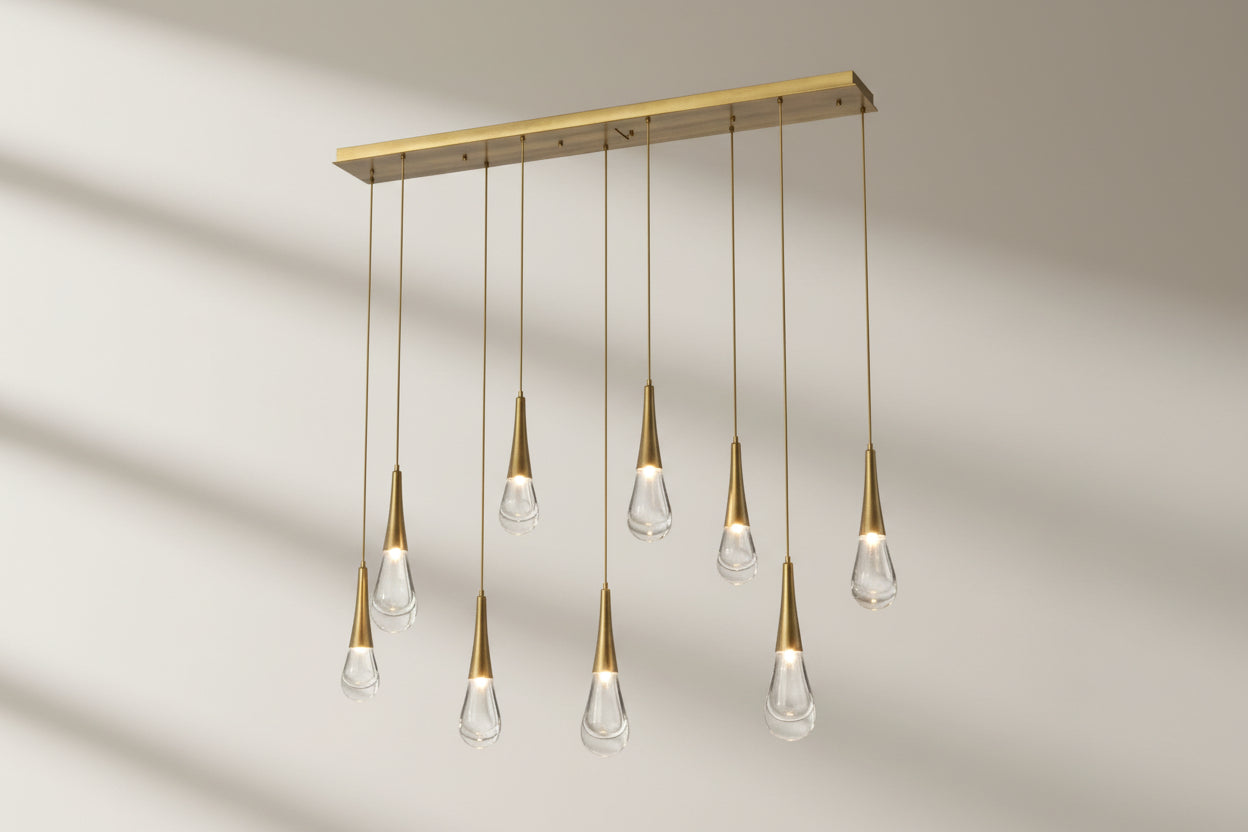 Raindrop Glass Linear Chandelier-kimoylights