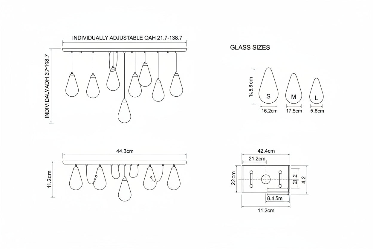 Raindrop Glass Linear Chandelier -kimoylights