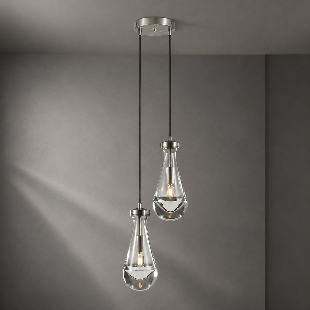 Raindrops 2-Light Cord Round Chandelier