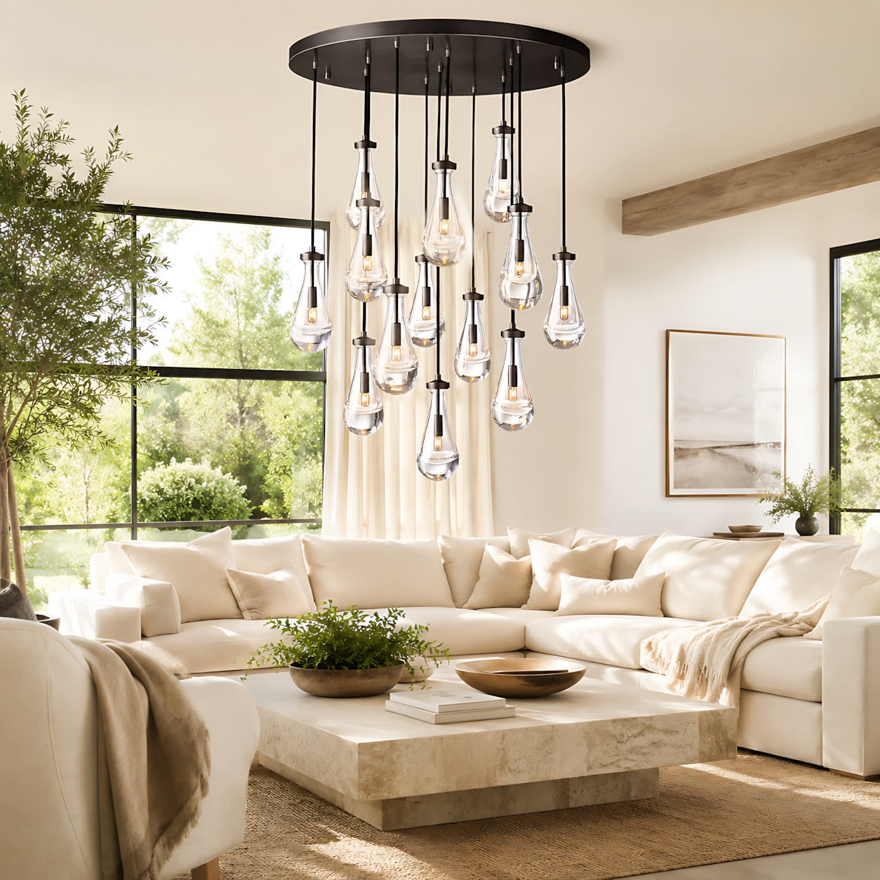 Raindrops Round Chandelier 36"