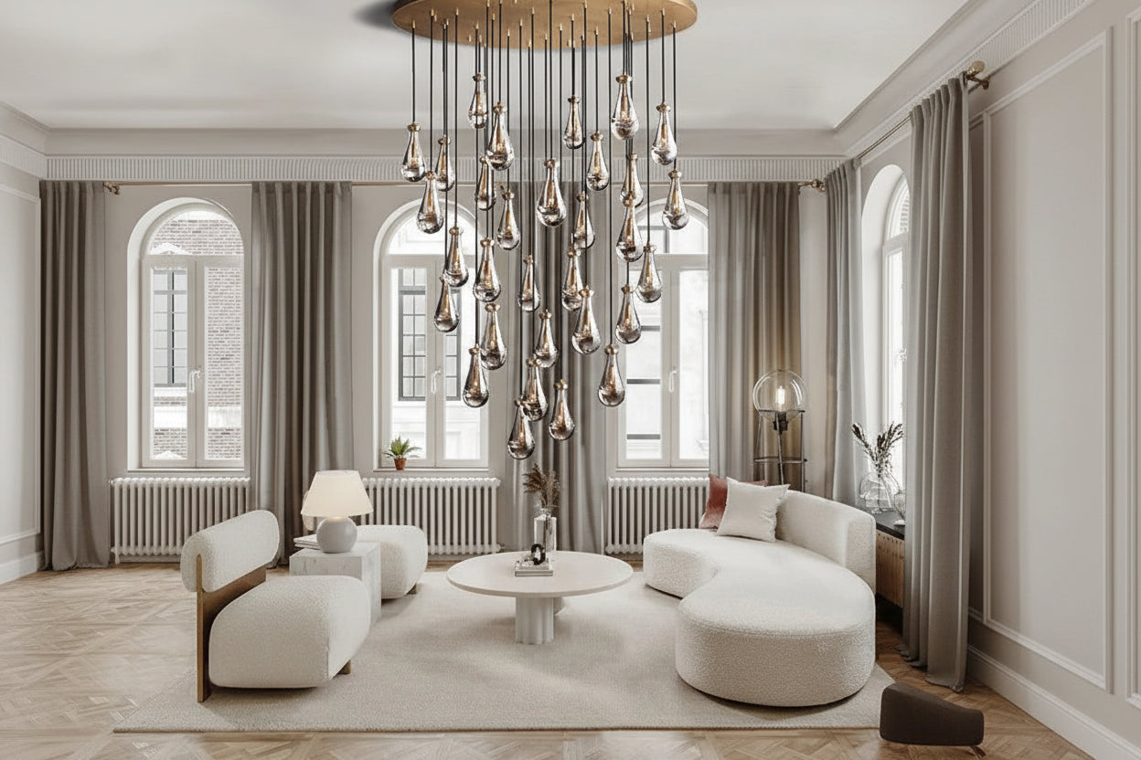 Raindrops Round Chandelier 60" - kimoylights