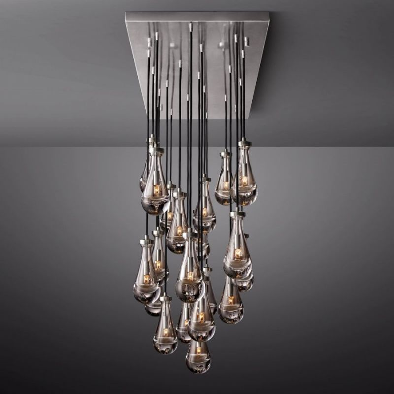 Raindrop Glass Rectangle Chandelier 72"