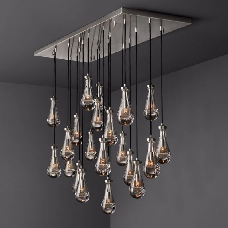 Raindrop Glass Rectangle Chandelier 72"