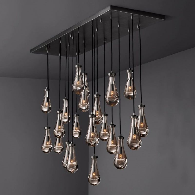 Raindrop Glass Rectangle Chandelier 72"