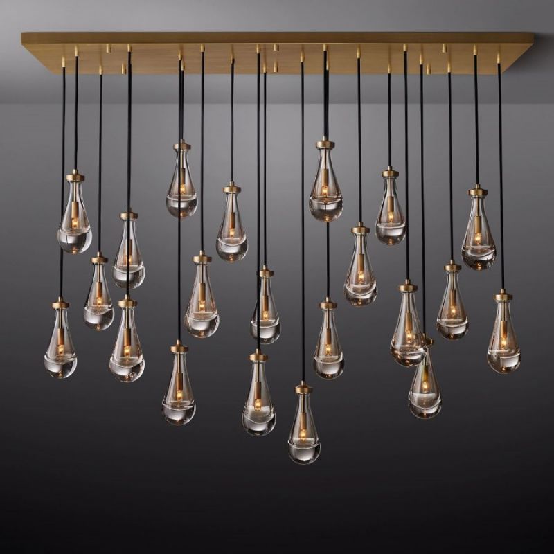 Raindrop Glass Rectangle Chandelier 72"