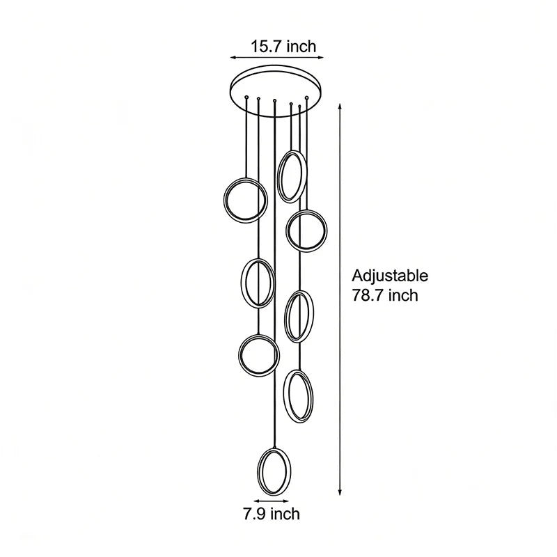 Rino Staircase Chandelier Light Gold LED Ceiling Light