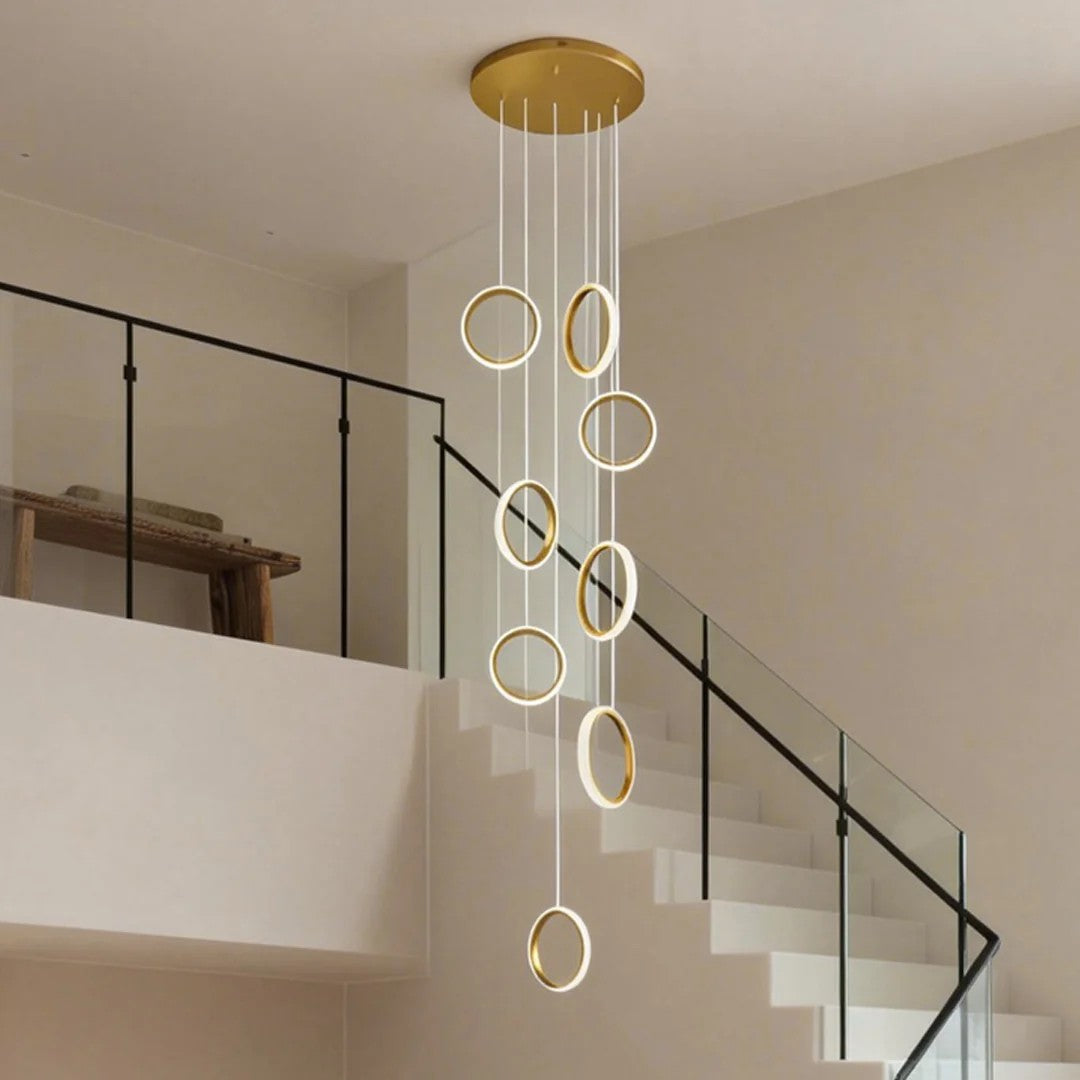 Rino Staircase Chandelier Light Gold LED Ceiling Light