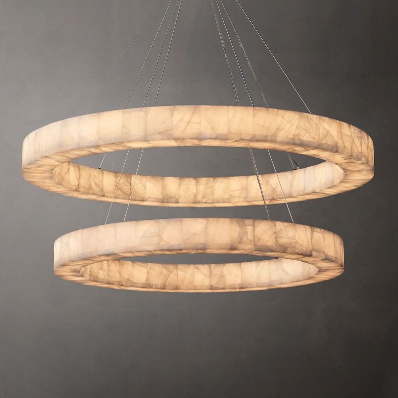 Riveage 2-tier Round Calcite Chandelier 60" - Kimoylights