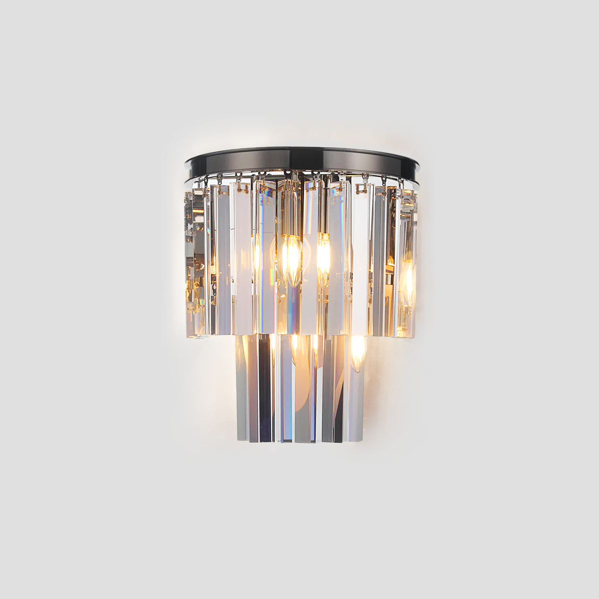 Ryalin 2-Tier Crystal Semi-Round Sconce
