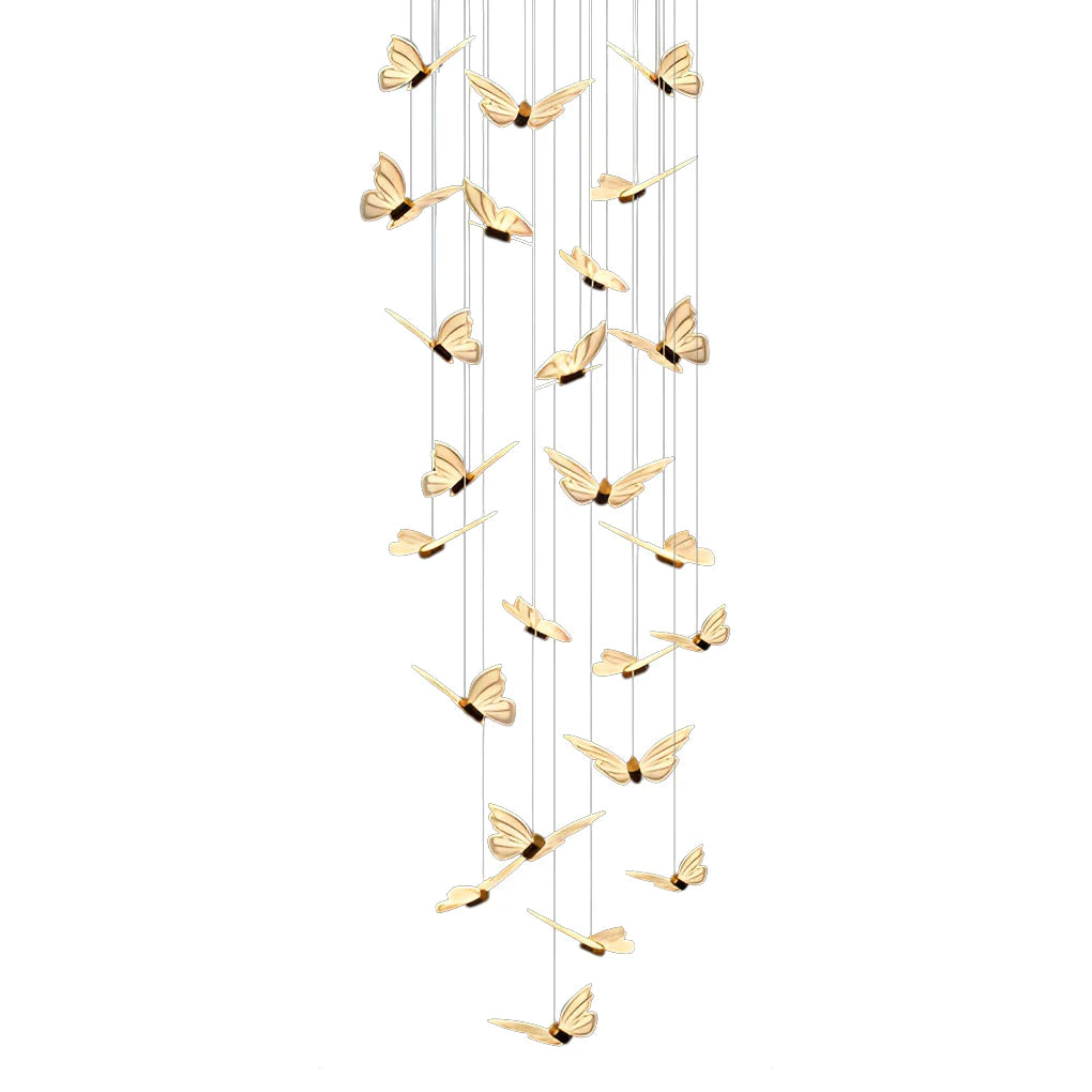 Small Butterflies Creative Three Step Dimming Modern Long Chandelier