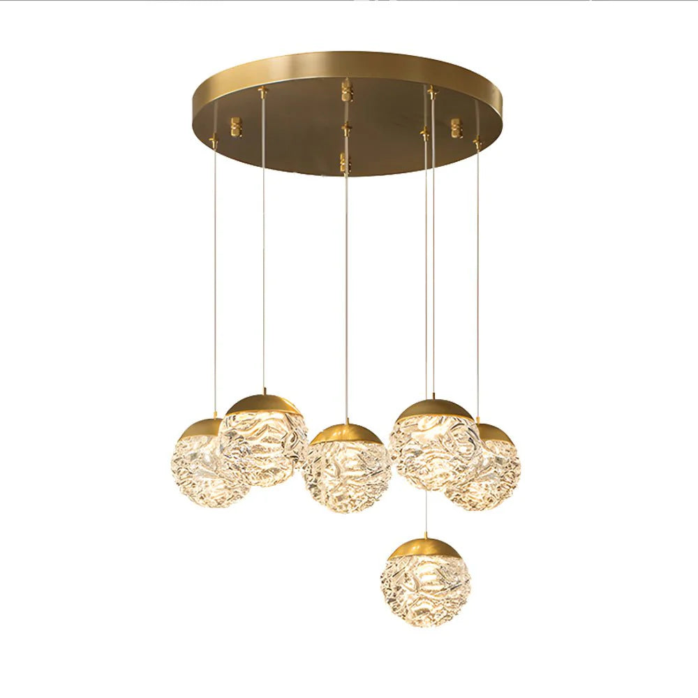 Spiral Pineapple Multi Glass Ball Staircase Chandelier