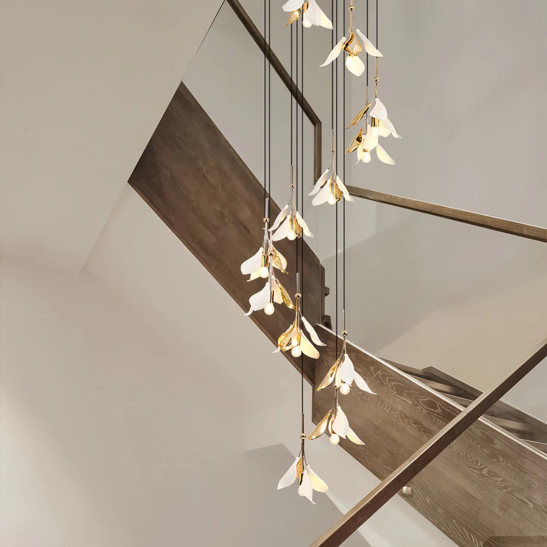 Staircase Chandelier Ideas Art Ceramic Flower Ceiling Light