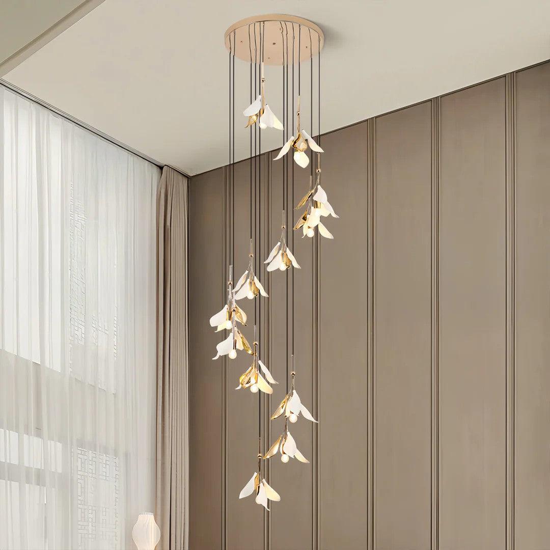 Staircase Chandelier Ideas Art Ceramic Flower Ceiling Light