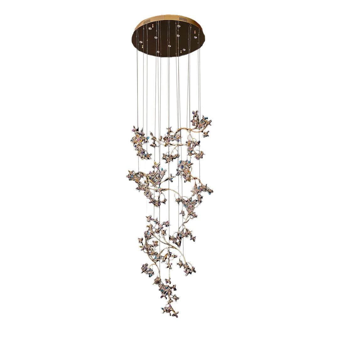 Modern Staircase Chandelier Crystal Hollow Rotating Ceiling Light