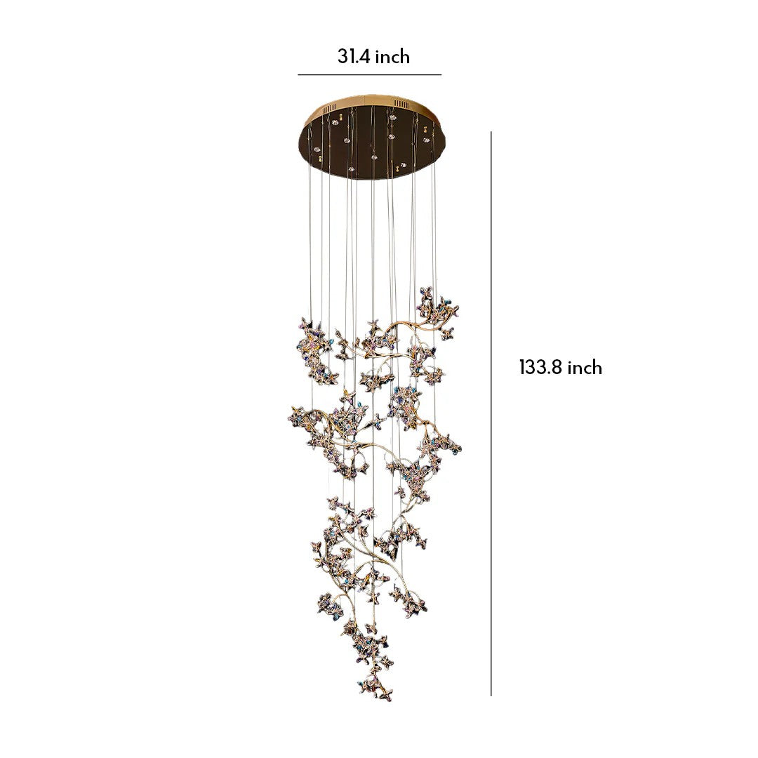 Modern Staircase Chandelier Crystal Hollow Rotating Ceiling Light