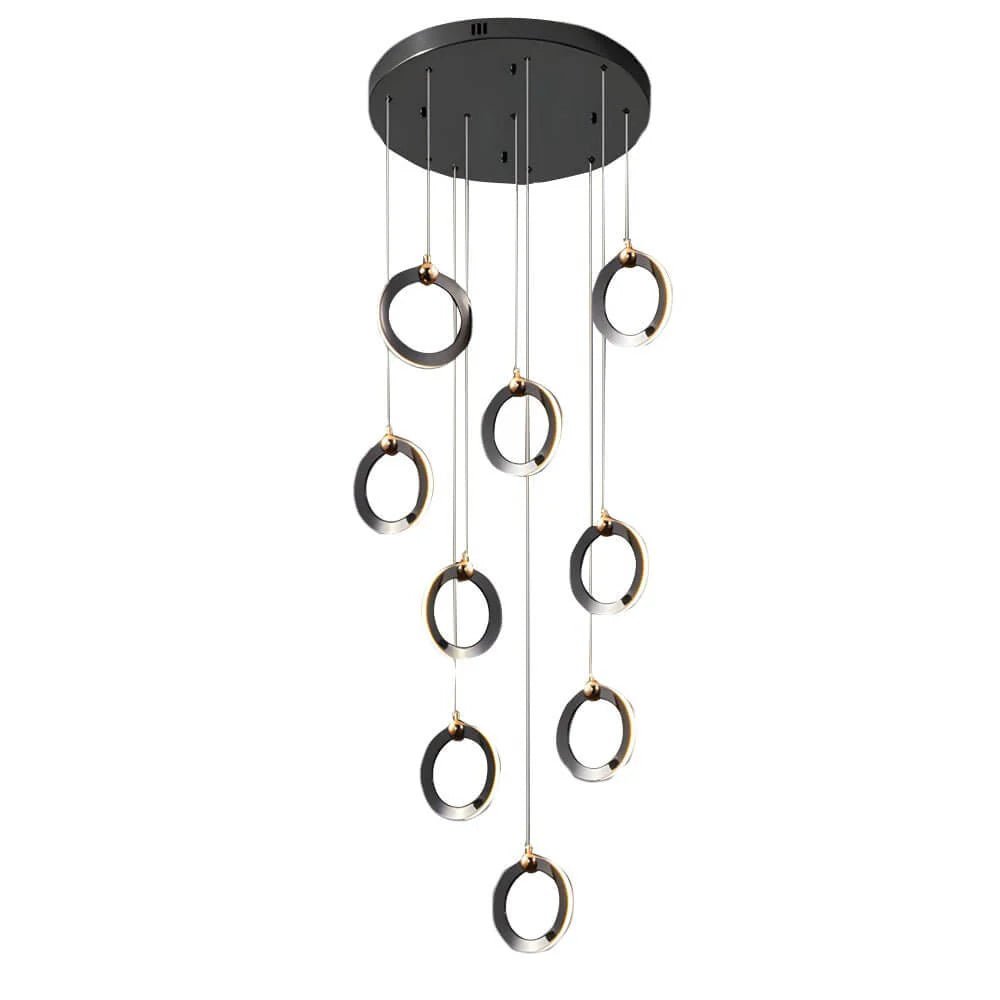 Staircase Lighting Chandelier LED Ring Cluster Rotating Ceiling Light