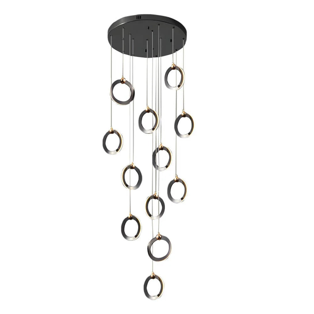 Staircase Lighting Chandelier LED Ring Cluster Rotating Ceiling Light