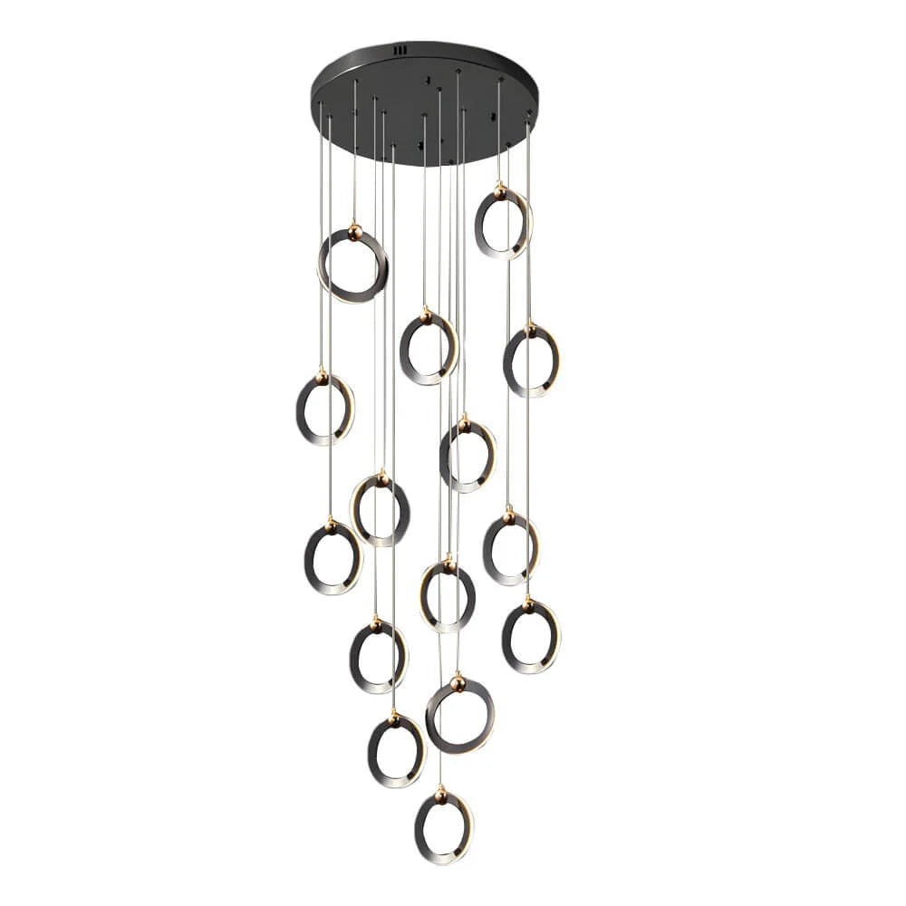 Staircase Lighting Chandelier LED Ring Cluster Rotating Ceiling Light