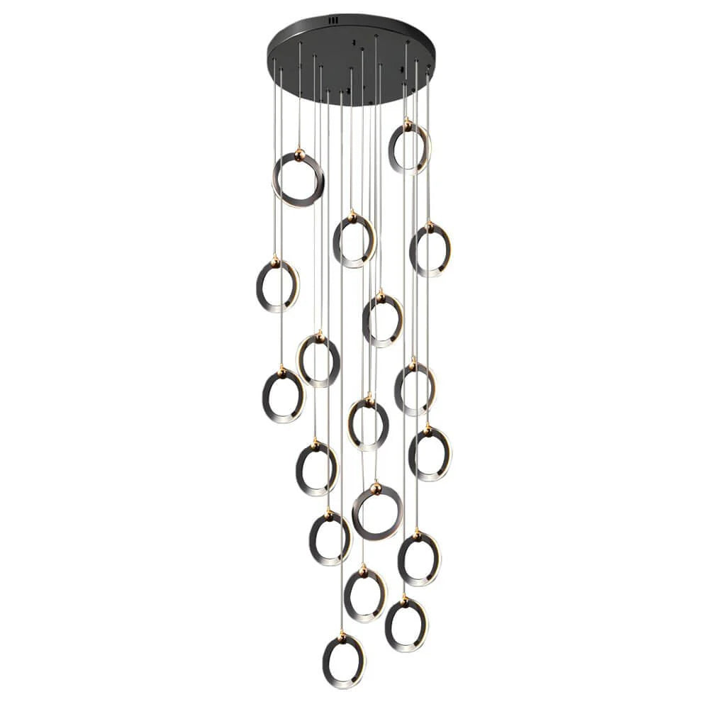 Staircase Lighting Chandelier LED Ring Cluster Rotating Ceiling Light
