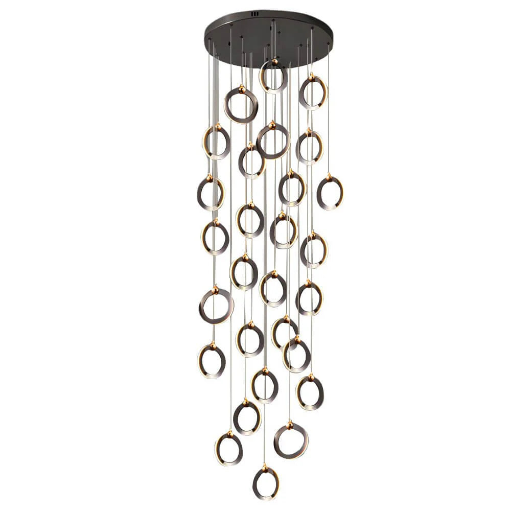Staircase Lighting Chandelier LED Ring Cluster Rotating Ceiling Light