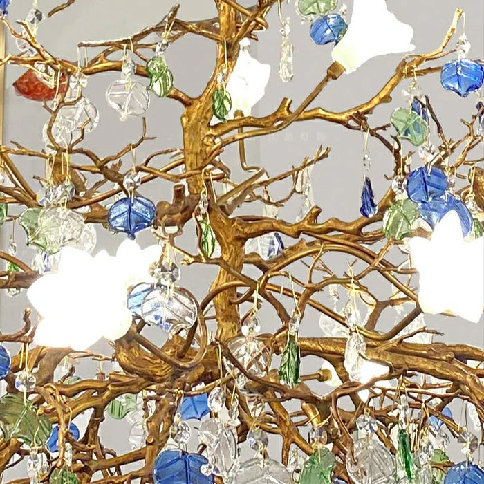 Stylish Colored Glaze Flower Crystal Chandelier