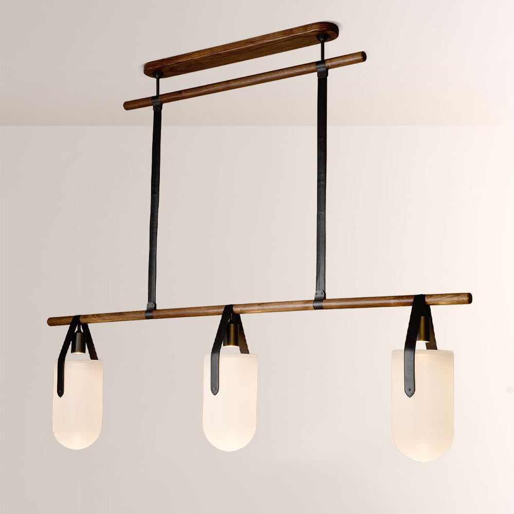 Welden Walnut Leather Linear Chandelier
