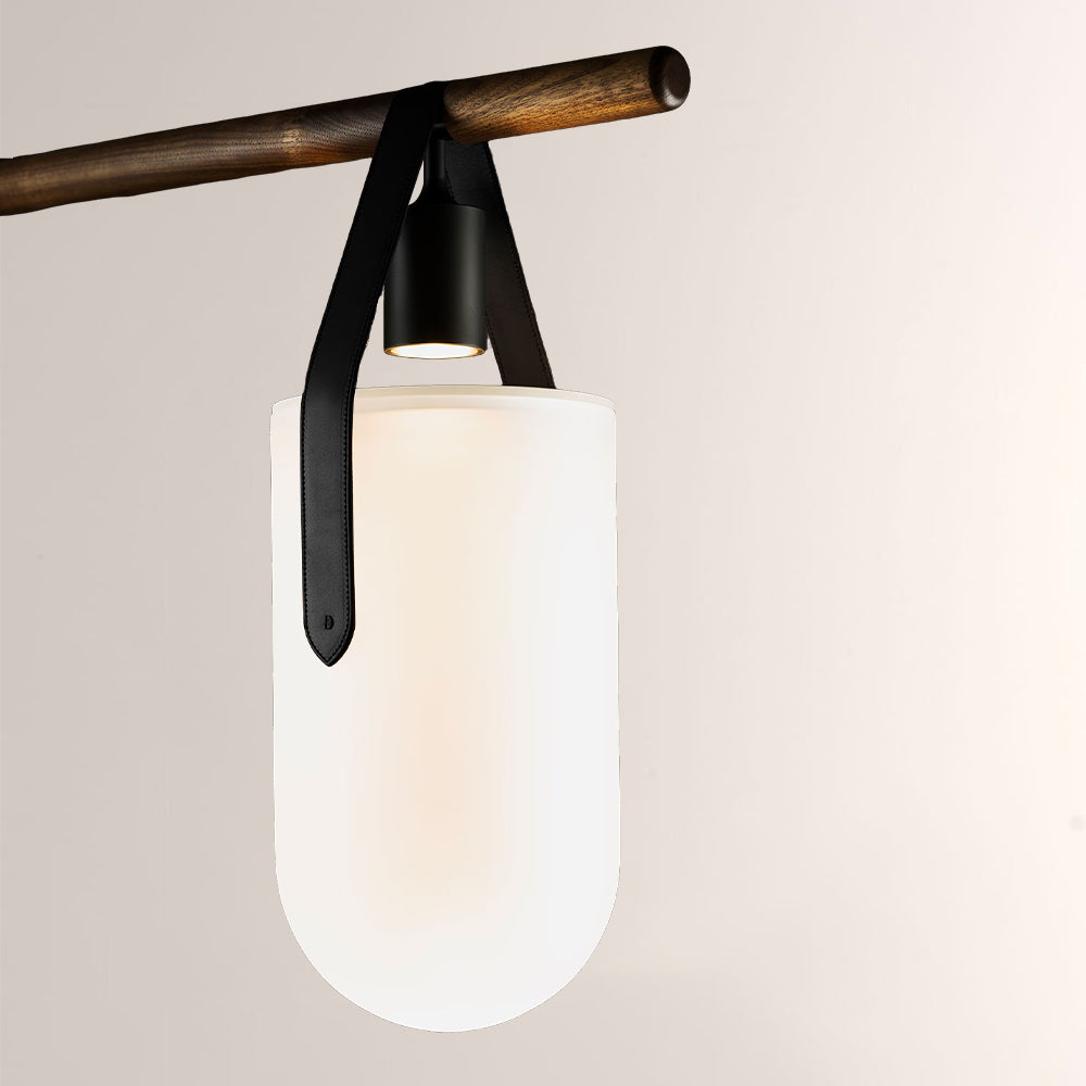 Welden Walnut Leather Linear Chandelier