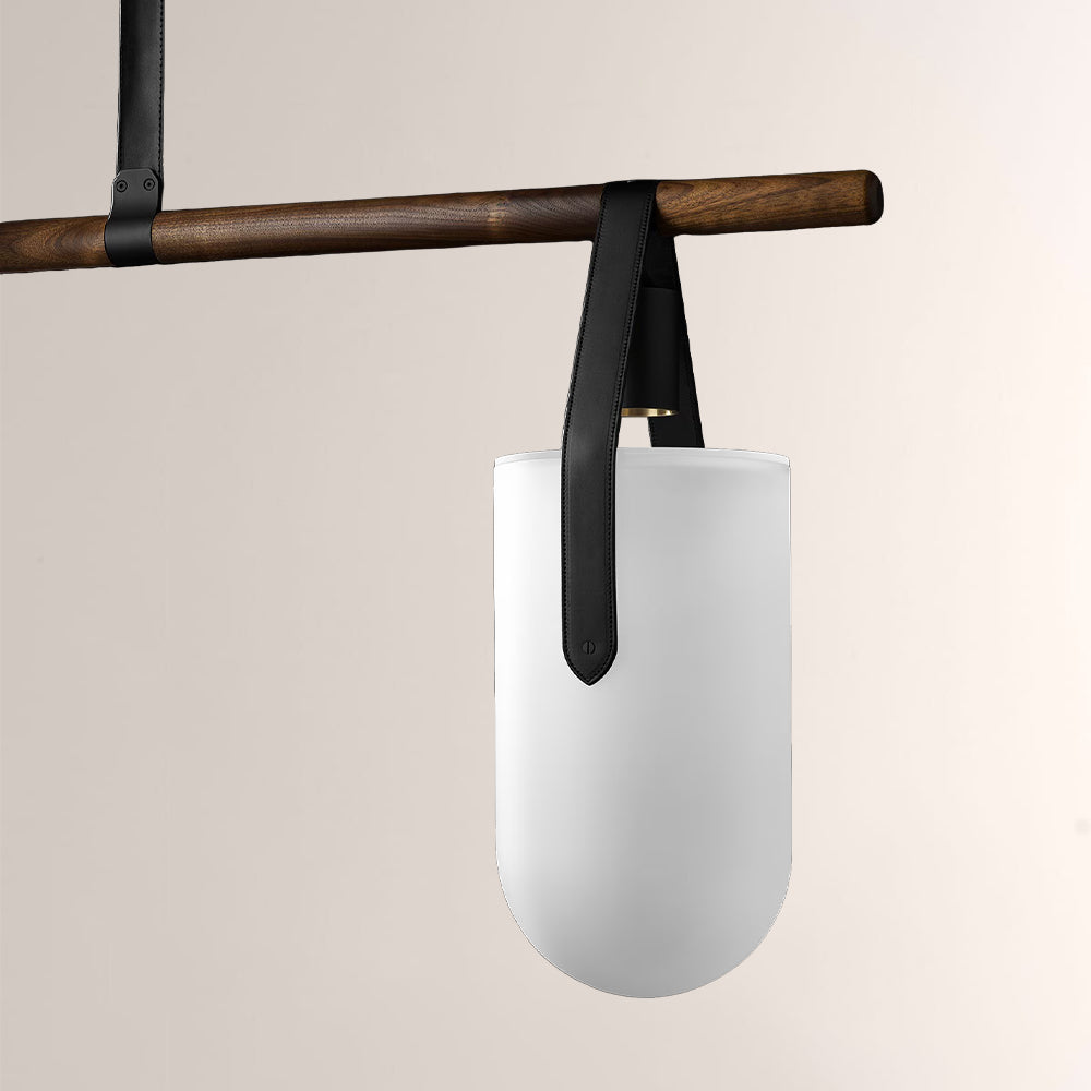 Welden Walnut Leather Linear Chandelier