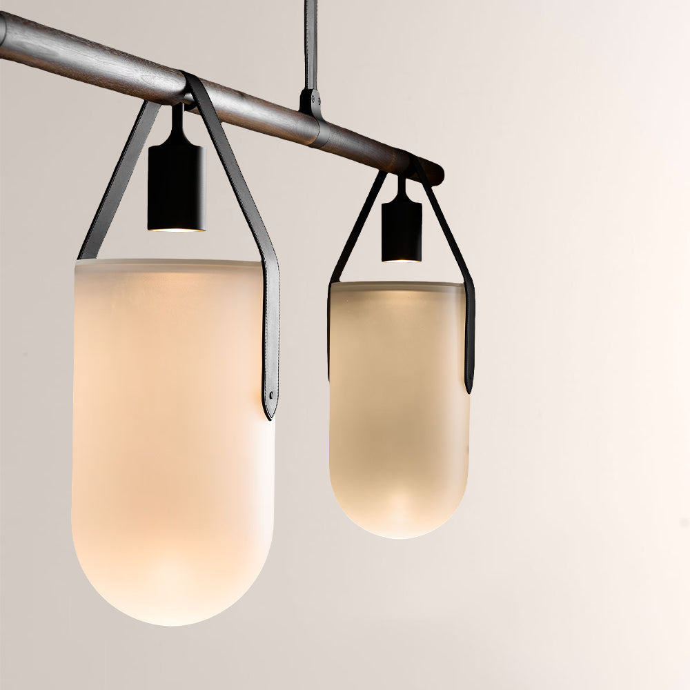 Welden Walnut Leather Linear Chandelier