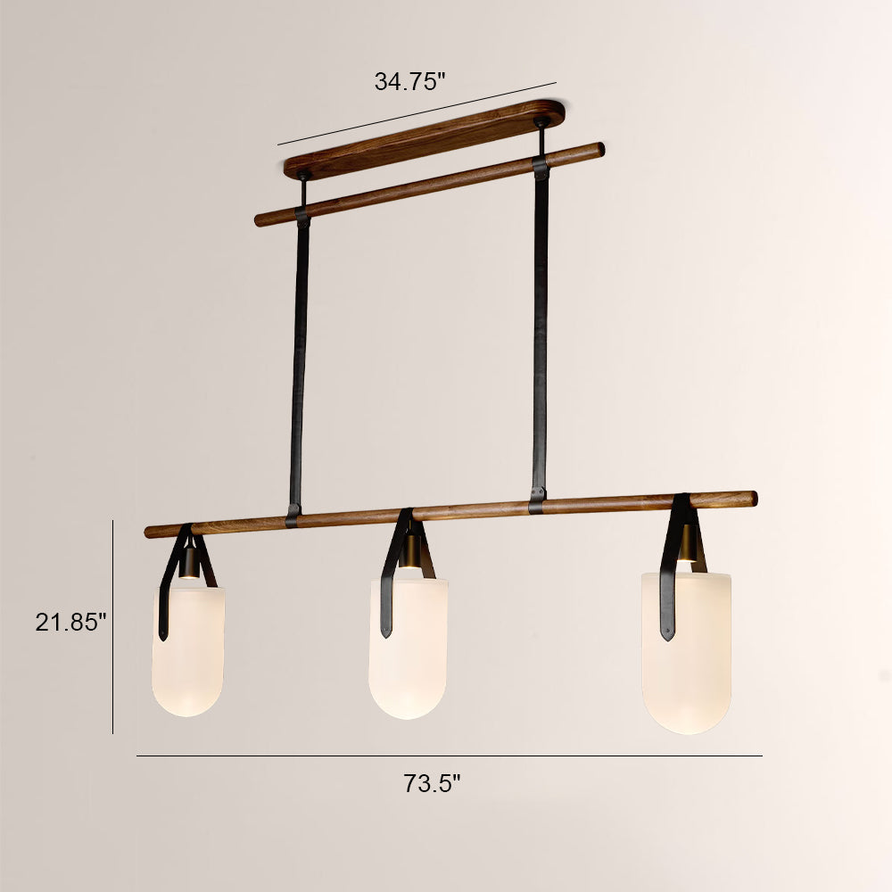 Welden Walnut Leather Linear Chandelier