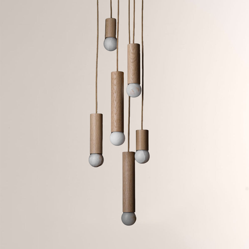 Woolet Wood Marble Cluster Chandelier