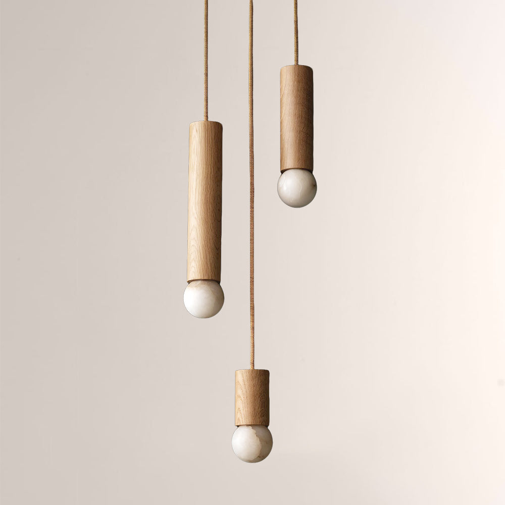 Woolet Wood Marble Cluster Chandelier