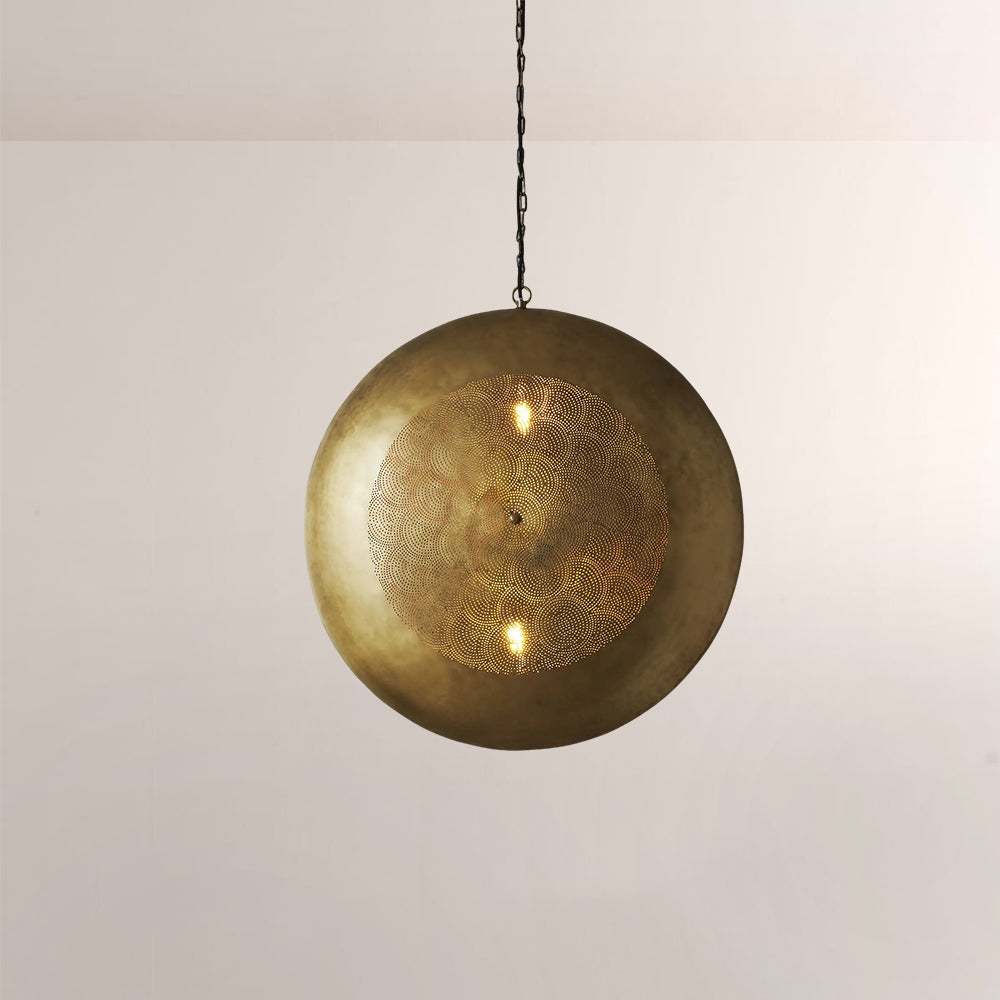 Zara Perforated Brass Orb Pendant
