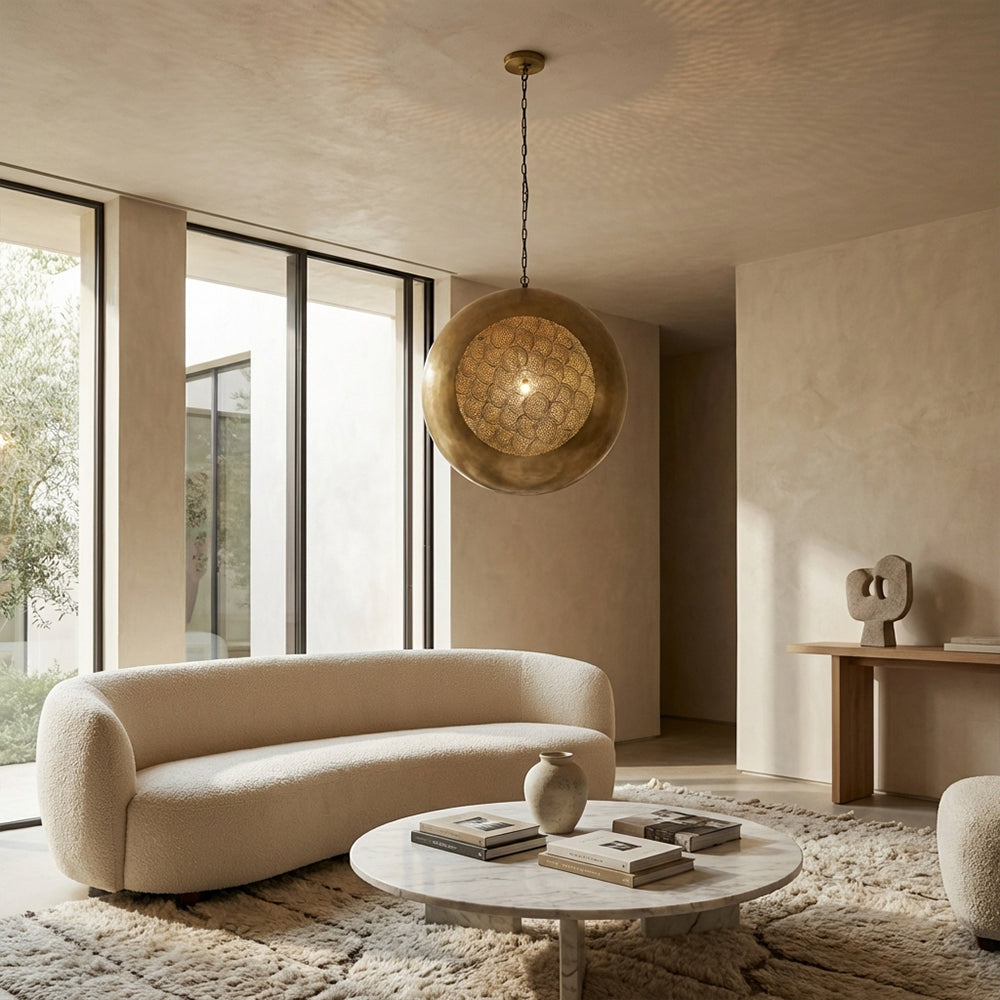 Zara Perforated Brass Orb Pendant