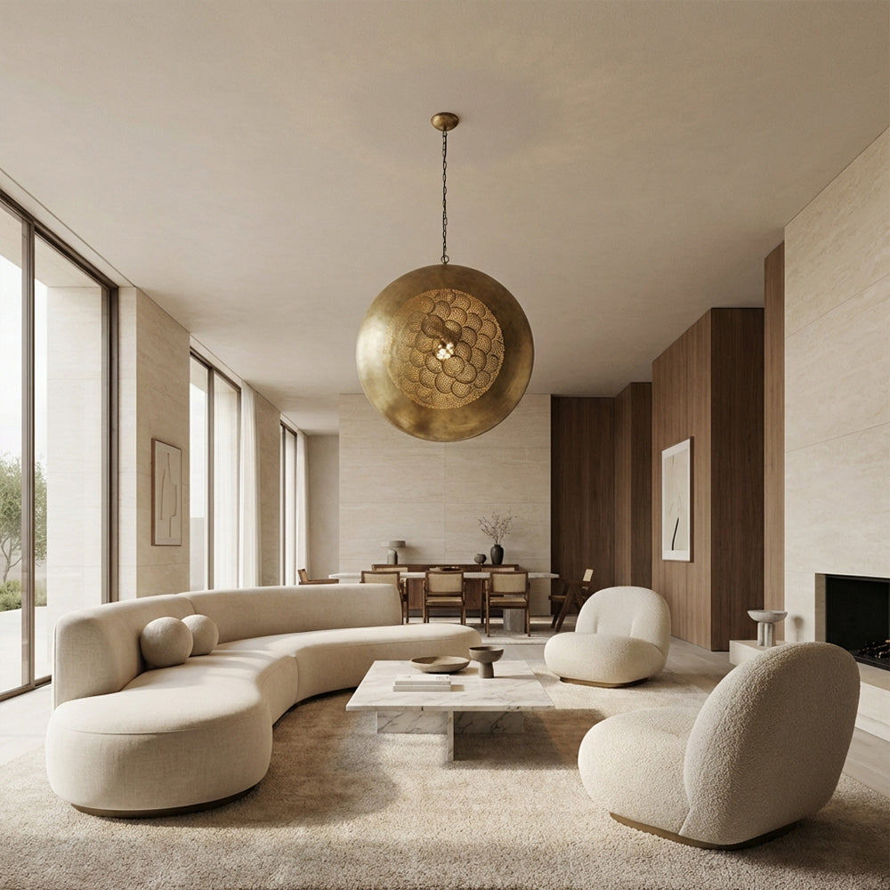 Zara Perforated Brass Orb Pendant