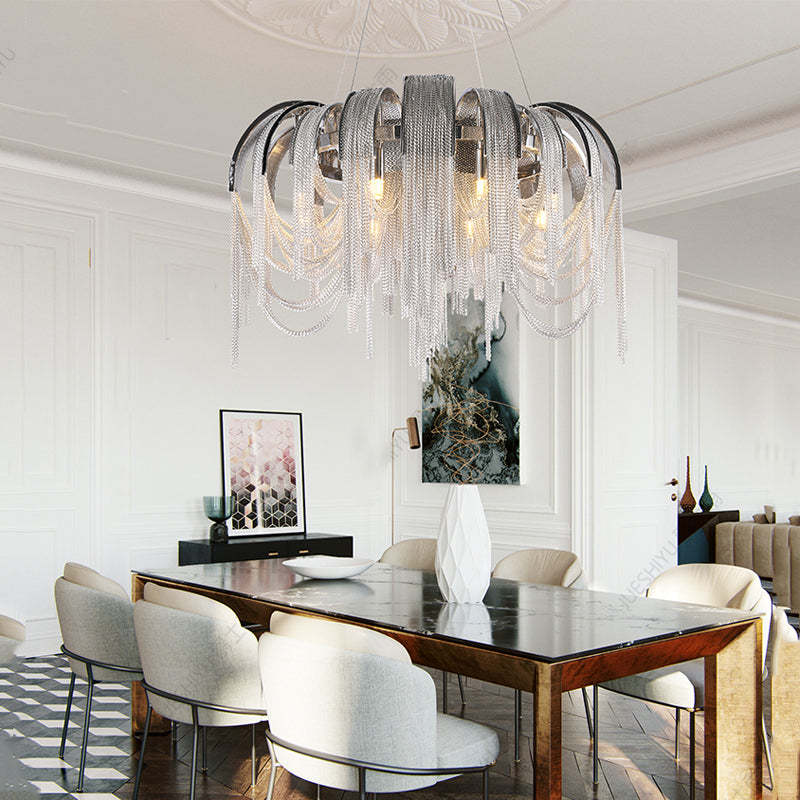 Alisa Luxury Aluminum Chain Tassel Chandelier - thebelacan