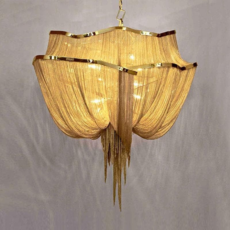 Alisa Luxury Double-Layer Aluminum Chain Tassel Chandelier - thebelacan