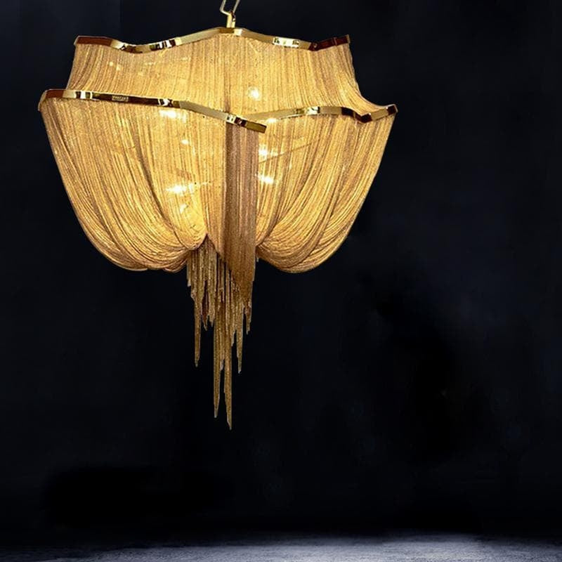 Alisa Luxury Double-Layer Aluminum Chain Tassel Chandelier - thebelacan